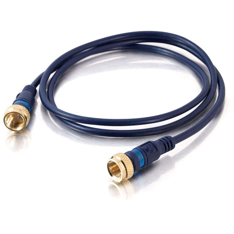 C2G Legrand - C2G Mini Coax F-Type Cable, Blue Mini Coaxial Cable, 12 Foot F-Type Cable for TV with F-Type Coaxial Cable Connections, 1 Count, C2G 27228 - Image 2